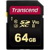 Transcend Scheda di memoria SDXC 700S da 64 GB UHS-II, C10, U3, V90, 8K, Ultra HD, fino a 285/180 MB/s, progettata per fotocamere DSLR e videocamere avanzate - TS64GSDC700S
