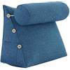 VERCART Cuscino Cuneo da Lettura Decorativo, Cervicale e Supporto Lombare, Cuscino con cilindrico per Gambe, Imbottitura Antireflusso Adulti, Cuscini Testata Letto, Lino, Blu, 60cm