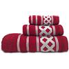 briebe Home Set Asciugamani Bagno 100% Cotone Riccio 450 g, Set 3 Pezzi, Amazzonica Basic, 3 Misure Doccia Lenzuolo, Mani, Toilette, Bordo Rombos ricamato, Made in Portogallo, Bordeaux