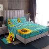 Loussiesd Set di lenzuola di girasole farfalla girasole lenzuola per bambini ragazzi ragazze giallo fiore set verde struttura di legno lenzuola matrimoniale