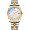 JewelryWe - Orologio da Polso da Uomo Meccanico Automatico da 36 Ore di Riserva di Carica, Lancette Luminescenti, Diamanti come Indici, Resistente all'Acqua, Design Elegante, Idee Regalo