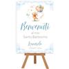 CESANA LIKE PHOTO Cartello benvenuto battesimo orsetto con palloncino winnie azzurro - cartello di benvenuto bimbo stampa su cartoncino 50x70
