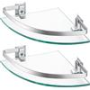 KES Mensola Angolare in Vetro Mensole da Bagno Mensola Doccia con Barra in Alluminio Mensole in Vetro Temperato Extra Spesso da Muro in Stile Contemporaneo Argento 2 Pezzi, A4120A-P2