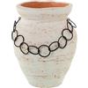 DRW Vaso da tavolo in ceramica con anelli in metallo in bianco e nero 25x24,5x30cm