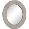 BigBuy Home Specchio da parete bianco naturale vetro legno di mango legno MDF verticale rotondo 61 x 2,5 x 61 cm