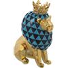 DRW Figura di un re leone in resina in oro, blu e nero 13x19x26cm