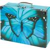 Baagl Valigia per bambini per giocattoli e forniture scolastiche, valigetta di cartone, valigetta giocattolo, valigetta pieghevole, custodia pieghevole con manico in metallo, farfalla, 32.5 x 26 x