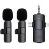 HZBWCO Microfono Wireless per Smartphones, Android, Fotocamera, Laptop - 2,4 GHz Microfono Lavalier con Interfaccia Tipo-C, Plug-and-Play, Mini Microfono per YouTube, Vlogging, Live Streaming - 2Microfono