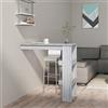 QZZCED Bancone da Muro,Tavolo bar alto Penisola cucina Tavolino da caffè Adatto per cucina, caffetteria, soggiorno, studio Grigio Sonoma 102x45x103,5 cm Legno Multistrato