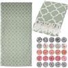 Lukkum® Oeko-TEX® Morrocan, telo mare damascato con motivo pestemal, asciugamano da bagno per hammam, grande cotone, asciugamano da doccia Fouta pareo yoga, coperta sportiva sarong (verde spagnolo,