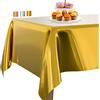 PartyWoo Tovaglia Lamina Oro, 137 x 274 cm, Plastica Tovaglia in Foglio Alluminio per Tavolo, Tovaglia Impermeabile per Feste, Compleanni, Matrimoni (1 Confezione)