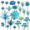 Cayway 21 Pz Succulente Piante Artificiali Blu Piante Grasse Finte Decorative Uncotted Faux Flower Succulente per Parete DIY Home Decor