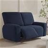 FANSU Copripoltrona Relax Reclinabile Elettrica Universale, Elasticizzato Copripoltrona 2 posto con Tasche, Fodere Poltrona Relax Lavabile Rimovibile (Blu navy)