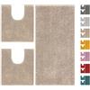 Home Tresor - Set Tappeti Bagno 3 Pezzi per Wc e Bidet, Parure Completo Microfibra Morbido Antiscivolo Assorbente Giro Water Shaggy - Beige