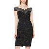 Gina Bacconi Women's Metallic Crepe Dress Vestito da Cocktail, Nero/Oro, 16 Donna