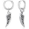 MEDWISE Orecchini a cerchio a forma di crocia/freccia/pugnale/dente di lupo in argento Sterling 925 ViKing Croce Orecchini celtici goccia orecchini gioielli regalo per uomo figlio donna uomo, Argento