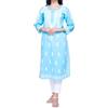Generic Abito da donna indiano Chikankari Kurta da donna Kashmir Pan ricamato camicia di cotone estate UK, blu cielo, 3XL