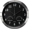 Perel Orologio da parete 35,5 cm analogico con DCF, termometro e igrometro, quadrante leggibile, cornice in alluminio argento