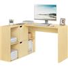 eSituro 120cm Scrivania Angolare a L con 4 Libreria + 2 Armadi, Scrivania ad Angolo da Ufficio con Ripiani, Tavolo da Lavoro Doppio Piano per Computer e Studio, Beige, 100 x 118 x 75 cm