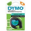 Dymo LetraTag etichette originali in plastica | rotolo da 12 mm x 4 m | stampa nera su verde | LT etichette autoadesive per etichettatrice LetraTag | 1 pezzo