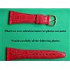 Cobranil 22 MM Cinturino IN Pelle Vitello Autentico Rosso Effetto Coccodrillo, 14 MM Lato