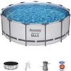 Bestway Piscina fuori terra con struttura rotonda bestway pro max con pompa, filtro, telo di copertura e scaletta grigio chiaro 396x122 cm - cod. 5618w