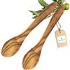 Hofmeister Holzwaren HOFMEISTER® 2 cucchiai da tavola in legno d'ulivo, caratteristici venature, legno, oliva, cucchiai per ciotola e cereali, 20,5 x 4,2 x 1 cm (2 pezzi)