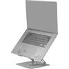 Mars Gaming MARSGAMING MA-RSN, Supporto per Laptop e Tablet fino a 17, Regolazione in Altezza + Inclinazione + Rotazione 360º, Stand in Acciaio, Cuscinetti Antiscivolo, Design Pieghevole e Portatile, Argento
