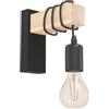 Eglo Leuchten my light Applique Townshend con trave di legno e nero stile nordico 1XE27 43514/20