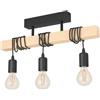Eglo Leuchten my light Plafoniera Townshend con trave di legno e nero stile nordico 3XE27 43511/20