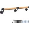 Dolibest Corrimano in legno, 200 cm, corrimano per scale, ringhiera per interni con raccordi, 3,8 cm, rotonda, da parete, balaustra, barra di sicurezza per esterni, per giovani/anziani/disabili