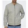 Only & Sons Only and Sons lucas Fake Suede Bomber Otw Vapor B Collo Biker Ghiaccio Uomo