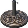 Outsunny Base per Ombrellone Rotonda da 12kg in Resina con Decorazione, per Pali da 38mm e 48mm, Φ45x33cm, Bronzo|Aosom