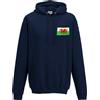 Awdis Felpa Con Cappuccio Navy Blue WALES CYMRU DRAGON S-XXL