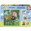 Educa - Set di 4 puzzle per bambini progressivi da 12 a 25 pezzi | Milo. Misure: 16 x 16 cm. Raccomandato da 3 anni (19543)