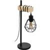 Eglo Leuchten my light Lampada da tavolo Townshend 5 con trave di legno e nero con gabbietta stile nordico 1XE27 44079/20