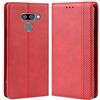 HualuBro Flip Cover a Libro per LG Q60 / LG K50 - Custodia in PU Pelle Magnetica Antiurto con Portafoglio (Rosso)