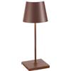 Zafferano, Lampada Poldina Pro Mini, Lampada da Tavolo Ricaricabile e Senza Fili con Controllo Touch, Utilizzabile anche come Lampada da Esterni, Dimmer, 2200-3000 K, Altezza 30 cm, Colore Corten