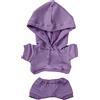 niannyyhouse Vestiti per bambola di peluche, 20 cm, elastico in tinta unita, abbigliamento sportivo, con cappuccio, pantaloni e morbidi accessori per vestire (viola, 20 cm)