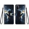 KARTXITAI Cover Compatibile con Oppo A53/ A53s/ A32 PU Pelle TPU Portafoglio Magnetica con Disegni Motivo Animale Flip Custodia in Libro Slot Schede Custodia-Gatto della luna,cielo