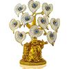 YU FENG Albero dei soldi blu malocchio con statua di Buddha dorata dipinta fiori artificiali bianchi decorazione di protezione casa ufficio ornamento shui
