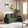 DEGHI Divano letto 3 posti in tessuto a trama sottile verde muschio con penisola reversibile e contenitore - Hayes