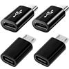 Mepsies Adattatore Micro USB a USB C 4-Pack, Adattatore Tipo C Maschio a MicroUSB Femmina e MicroUSB Maschio a Tipo C Femmina Compatibile con Samsung Galaxy, Telefoni Android e Altri, Nero