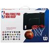 Wilson Minicanestro da basket NBA FORGE PRO MINI HOOP, Con Adesivi di tutte le Squadre, Dimensioni tabellone 46 x 28, Nero