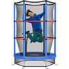 HOMCOM Tappeto Elastico per Bambini 3-6 Anni con Rete di Protezione, 6 Colonne e Ingressi, Trampolino Elastico in PE, Plastica e Metallo, Ø140x190 cm, Blu e Nero
