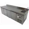 Generico Banco frigo cm. 223xp70xh86, €. 2.140+iva, Tavolo Refrigerato in acciaio inox, Bancone refrigerato, Banco con Lavello, Tavolo Frigo professionale, Banco con 4 porte frigo e motore incorporato