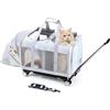 BEAUTYMONKEY.K Trasportino Doppio per Due Gatti con Ruote- 2 Scomparti Indipendenti Trasportino Trolley Grande per Due Gatti,Traspirante,Ideale per Visite Veterinarie,Trasferte e Passeggiate