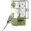 septillar Mangiatoia automatica per uccelli, mangiatoia per gabbia per uccelli con trespolo supporto multifunzionale per frutta e verdura per parrocchetto canarino calopsitta fringuello (Verde)