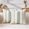 Aisybaklyn Set di 2 Copricuscini Divano Federe Cuscini Bohémien Cotone e lino Verde Salvia Moderno Intrecciato Cuscino Decorativo Elegante Macramè Decorazioni per Casa Soggiorno Camera da Letto Interni Esterni