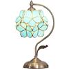Bieye L30752 Lampada da tavolo in vetro colorato in stile Tiffany con petalo di fiore e base in ottone per l'arredamento della casa(Cielo azzurro)